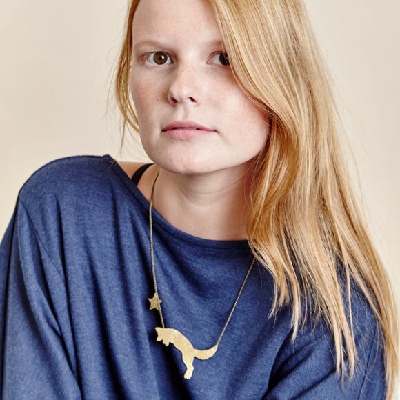 Handmade Hammered Fox Pendant Necklace - Picture 4 of 4